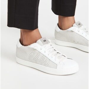 P448 • John Sneaker low top glitter Softy grey white suede lace up sparkle